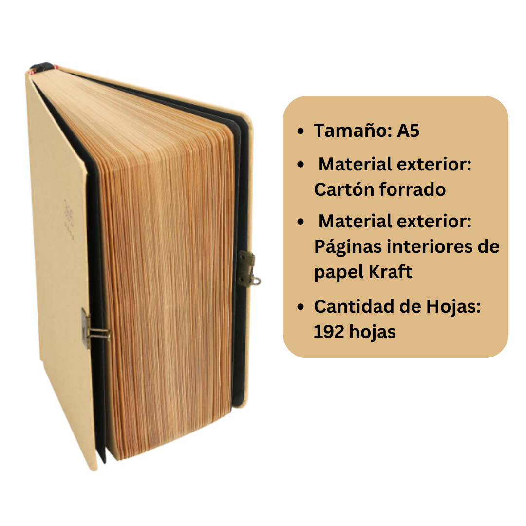 Planner Anual 365 Días Libreta A5 Sin Fechas Con Candado