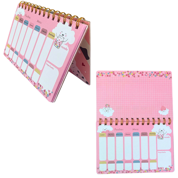 Planner Semanal Planificador Diario Diseño Gatitos Kawaii