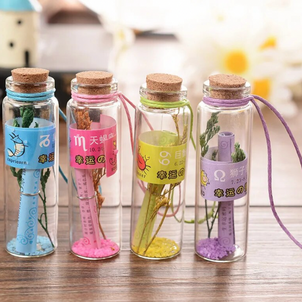 Set De 12 Mini Botella Vidrio Con Tapa Corcho 10 cm x 3 cm