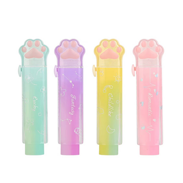 Pack Gomas De Borrador Patita Gato Retractil Kawaii