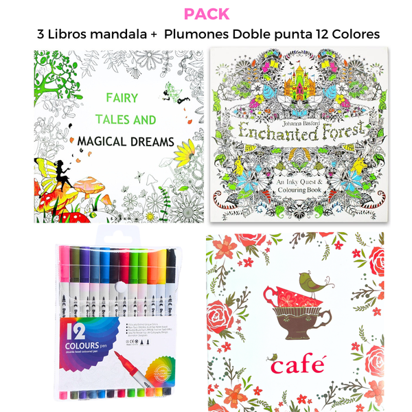 Set Mándalas 96 Dibujo + 12 Lápices Punta Pincel/tiralínea