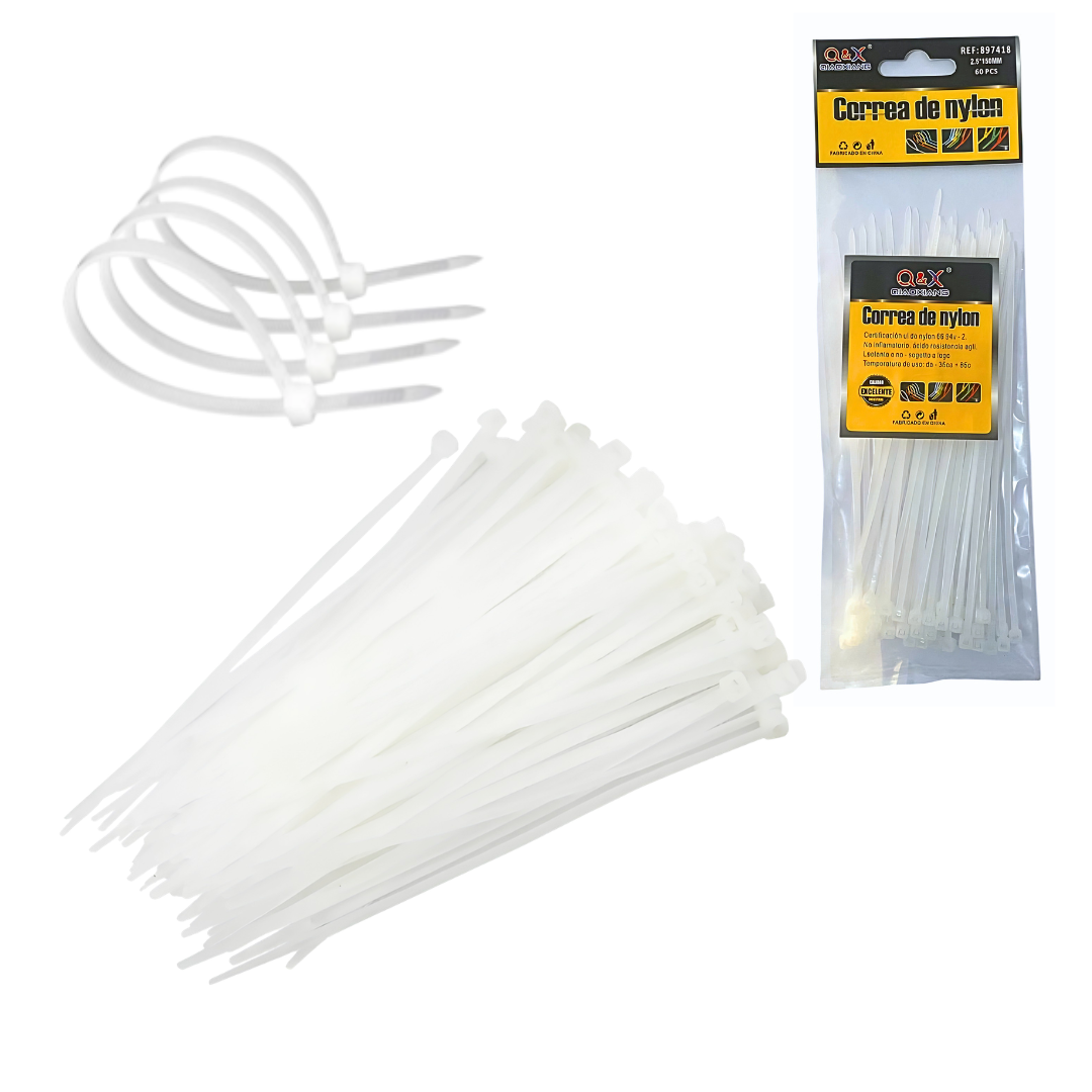 Amarras Plásticas De Nylon 2.5mm X 150mm Pack 60 Unid