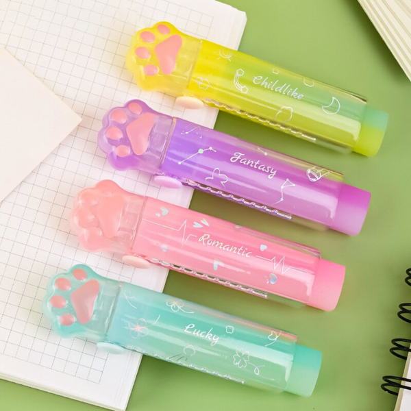 Pack Gomas De Borrador Patita Gato Retractil Kawaii