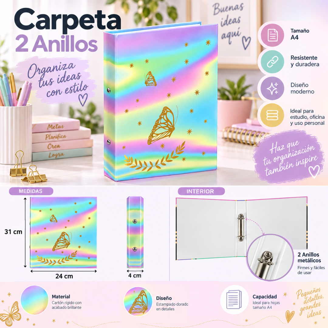 Archivador A4 Binder Carpeta Organizadora De 2 Anillos