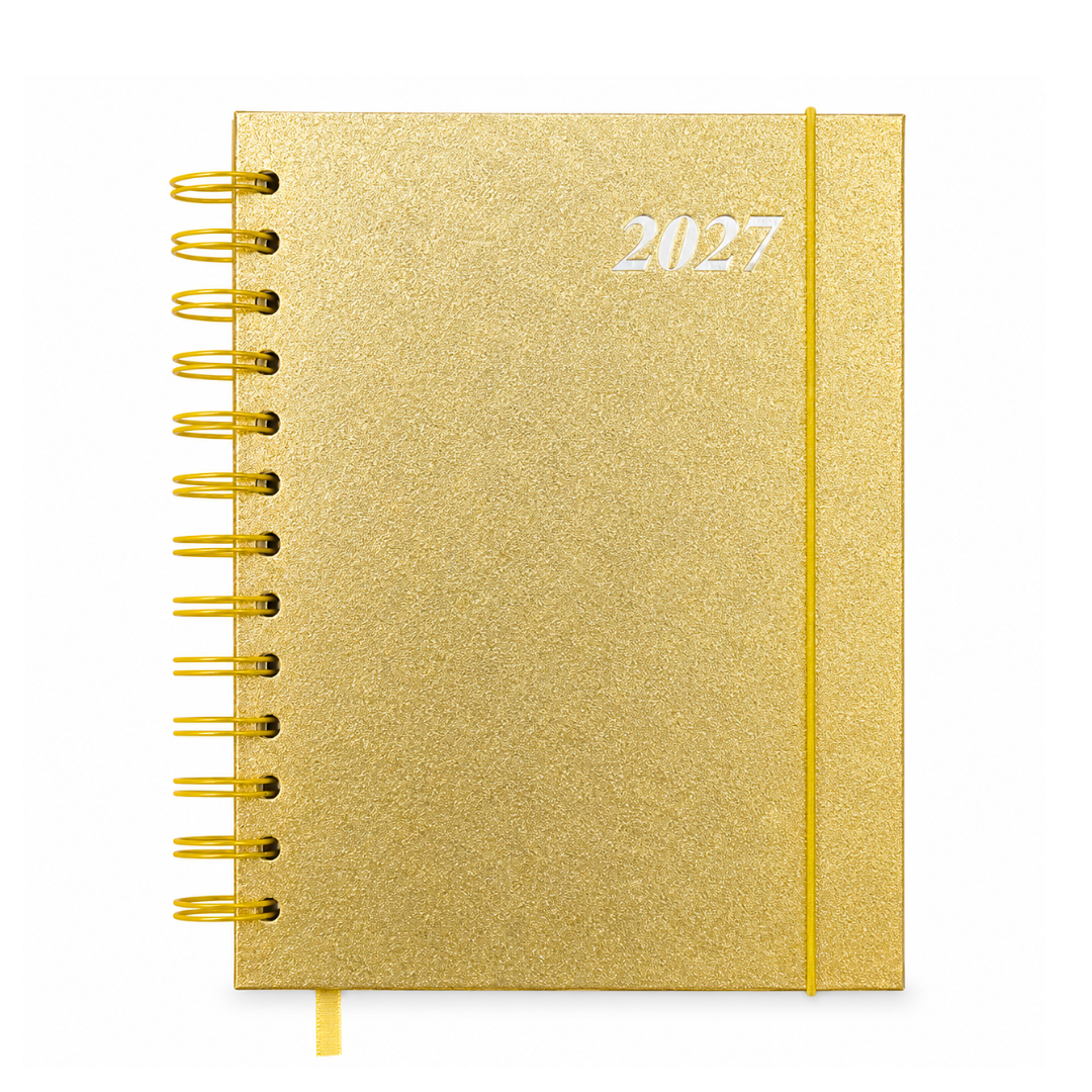 Agenda 2027 A5 Anillada Tapa Dura Planner Con Elástico