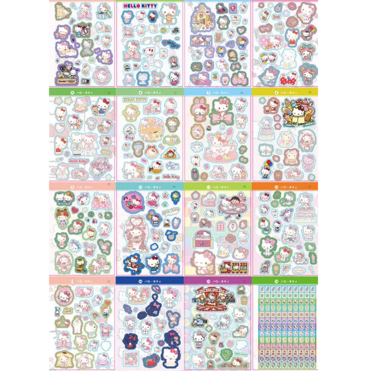 Libreta 450 Stickers Kuromi / My melody / Hello Kitty / Cinnamoroll