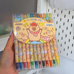 Croquera A4 Diseño Capybara + Set De Plumones Y Lápices Gel