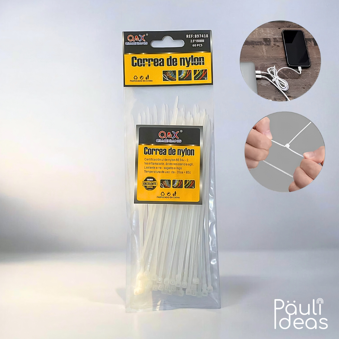 Amarras Plásticas De Nylon 2.5mm X 150mm Pack 60 Unid