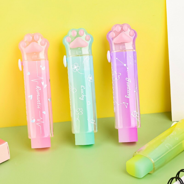 Pack Gomas De Borrador Patita Gato Retractil Kawaii