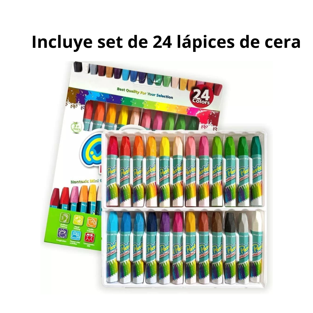 Libro Para Colorear De Kuromi + 24 Lápices De Cera Crayón