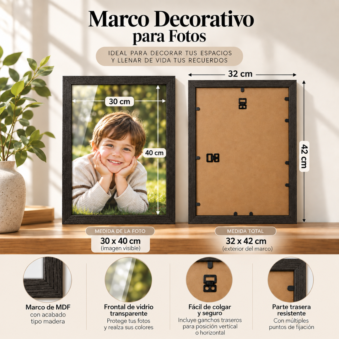 Marco Para Fotos 30x40 Cm Cuadro Portarretrato Decorativo Pared