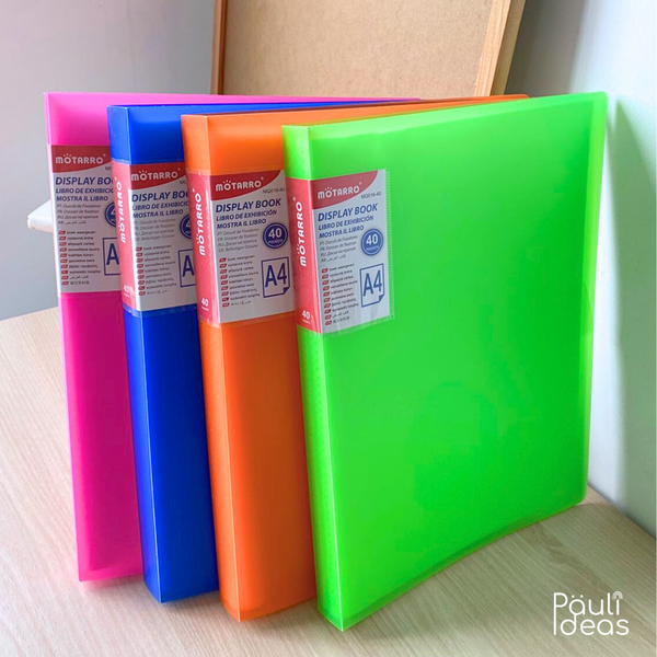 Carpeta Archivadora Color Neón 40 Fundas Transparentes A4