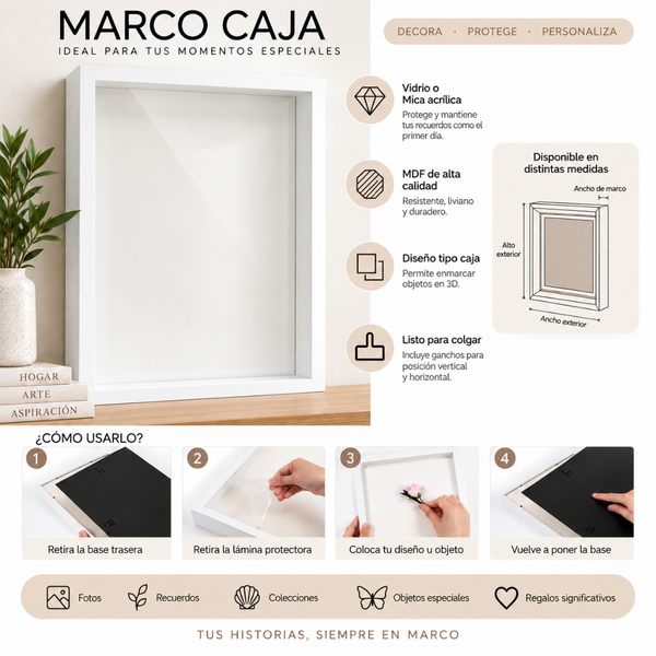 Marco Shadow Box Para Foto 30x40 Cm Profundidad 3 Cm Madera