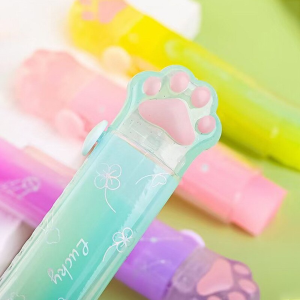 Pack Gomas De Borrador Patita Gato Retractil Kawaii