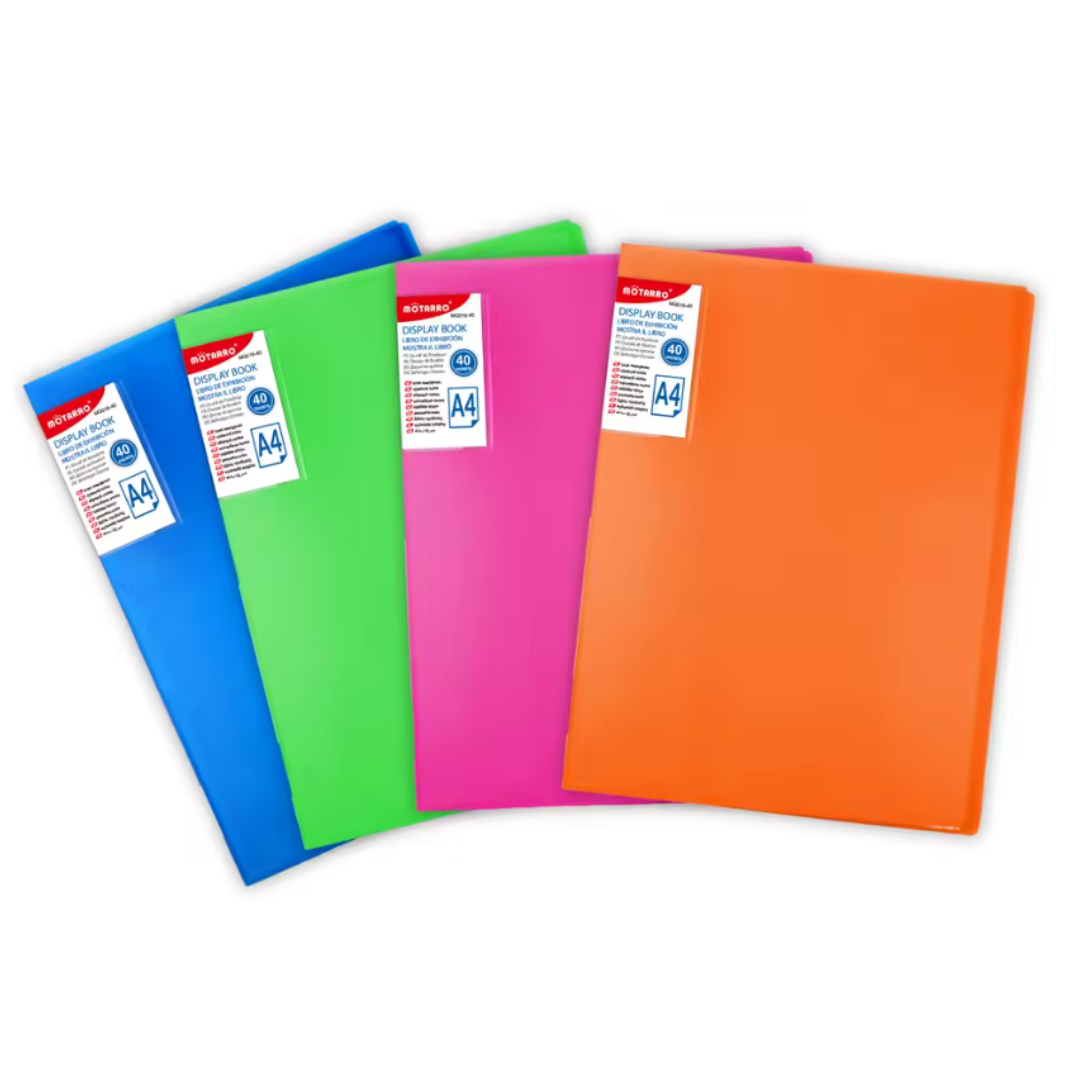Carpeta Archivadora Color Neón 40 Fundas Transparentes A4