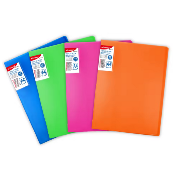 Carpeta Archivadora Color Neón 40 Fundas Transparentes A4