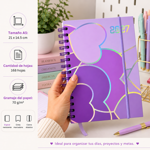 Agenda 2027 A5 Anillada Tapa Dura Planificador Diario Kawaii