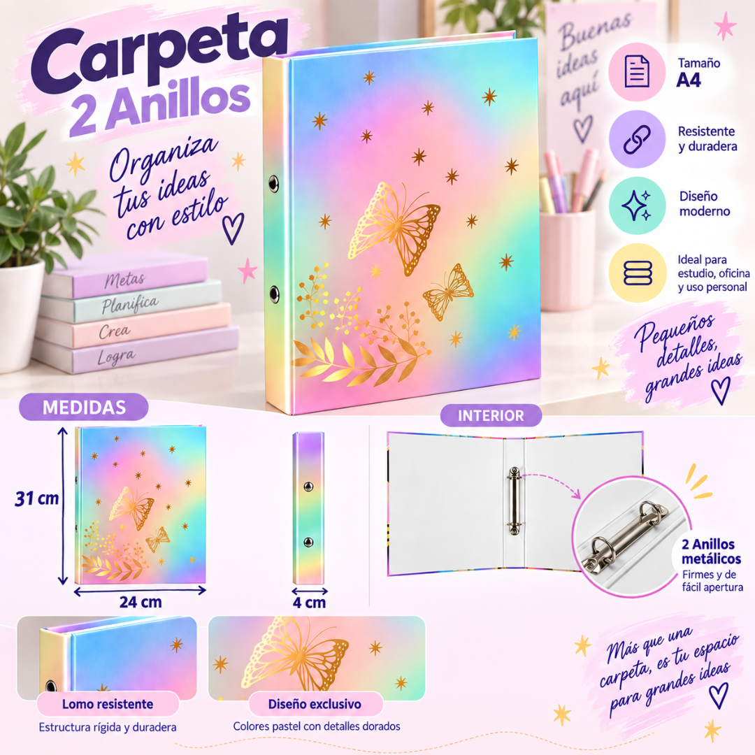 Archivador A4 Binder Carpeta Organizadora De 2 Anillos