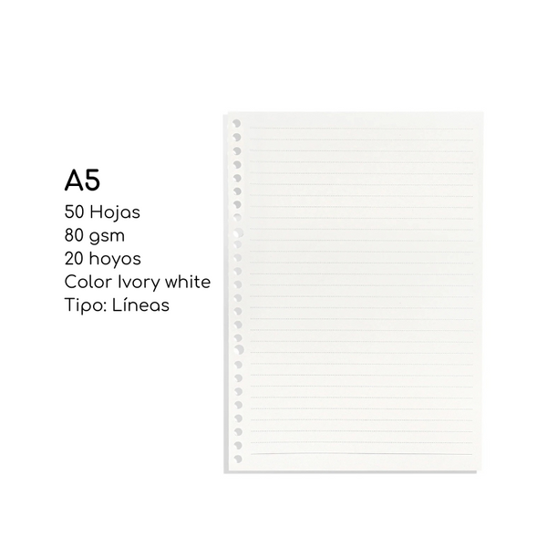 Repuesto De Hojas Para Libreta Anillada A5 Languo