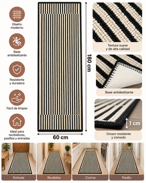 Alfombra Decorativa Antideslizante 180x60Cm Para Pasillo