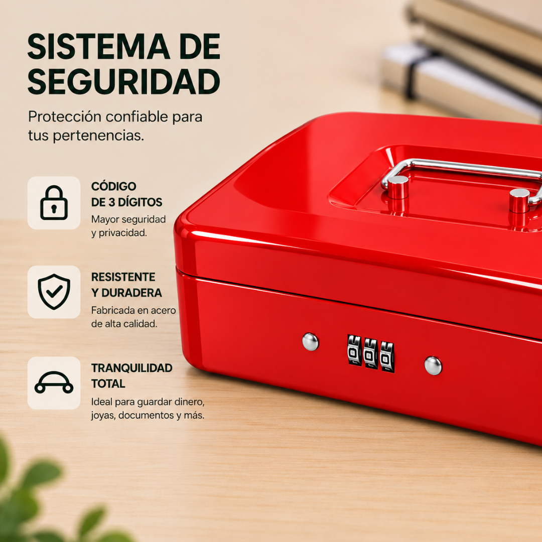Caja Fuerte Dinero Metálica 30cm X 24cm Combinación Clave