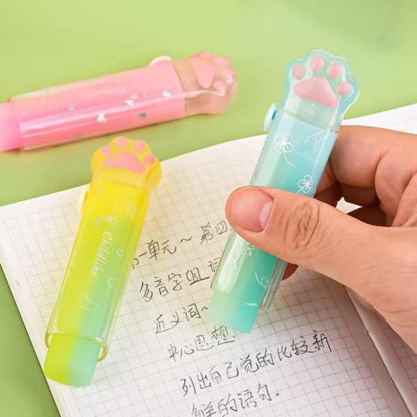 Pack Gomas De Borrador Patita Gato Retractil Kawaii
