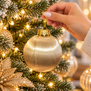 Bambalinas Navideñas Doradas Set 12 Esferas 8cm 3 Diseños