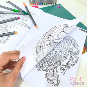 Libro De Mándalas + 12 Lápices Fineliner Adix 0.4 Mm Colores