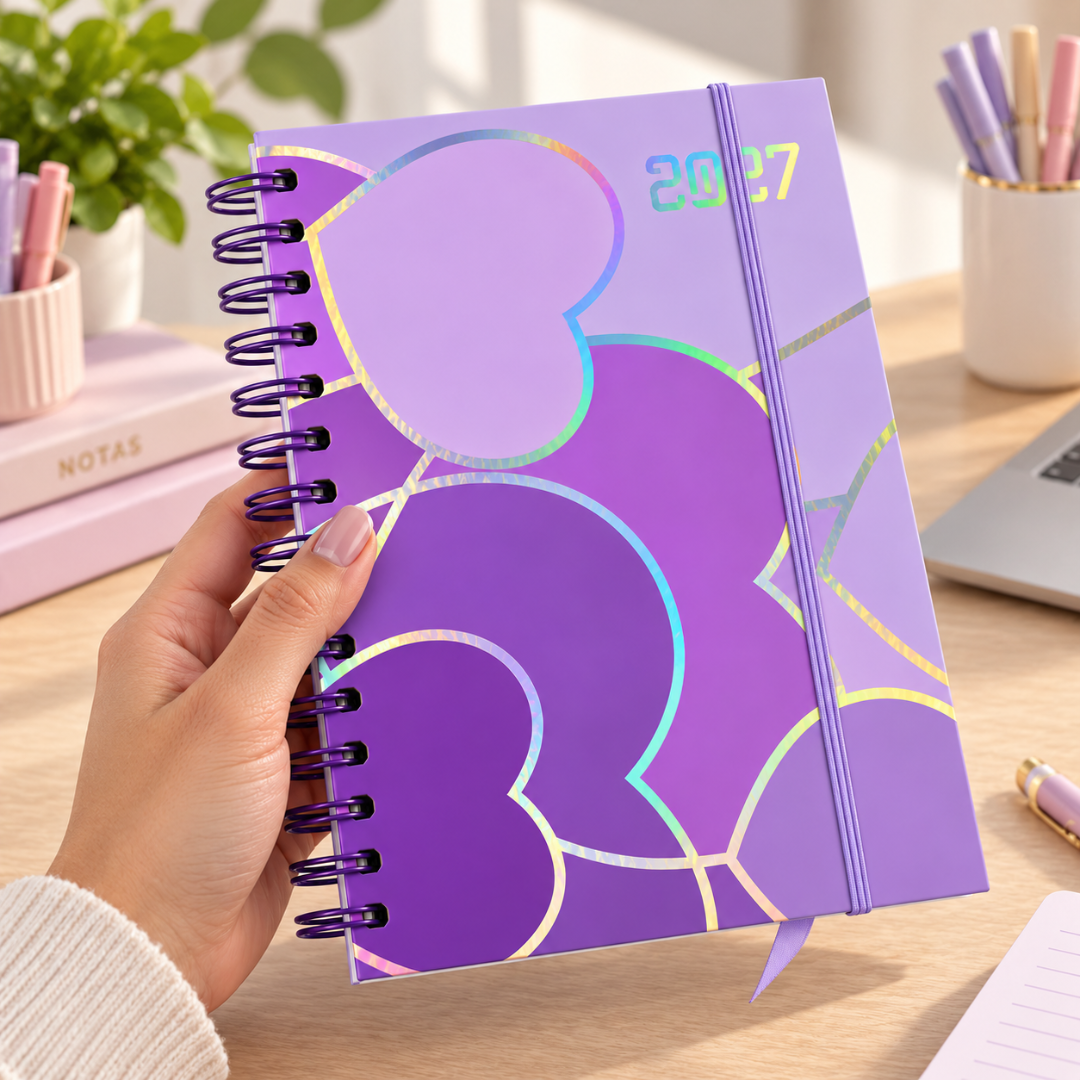 Agenda 2027 A5 Anillada Tapa Dura Planificador Diario Kawaii
