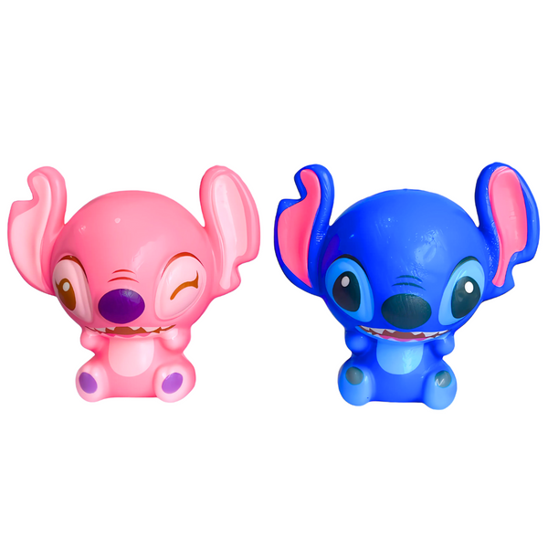 Set de 2 Juguetes Squishy Antiestrés Kawaii de Stitch y Angela