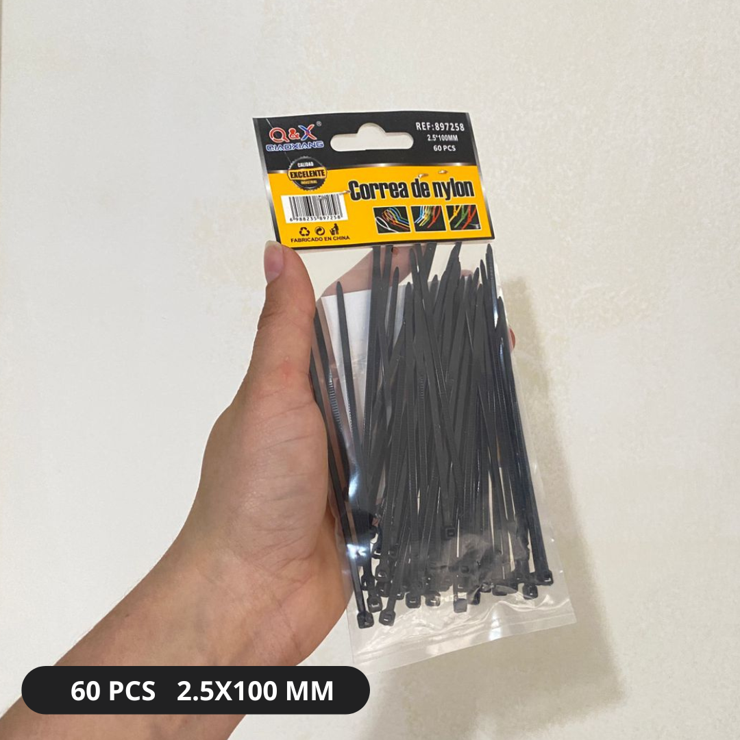 Amarras Plásticas De Nylon 2.5mm X 100mm Pack De 60 Unid