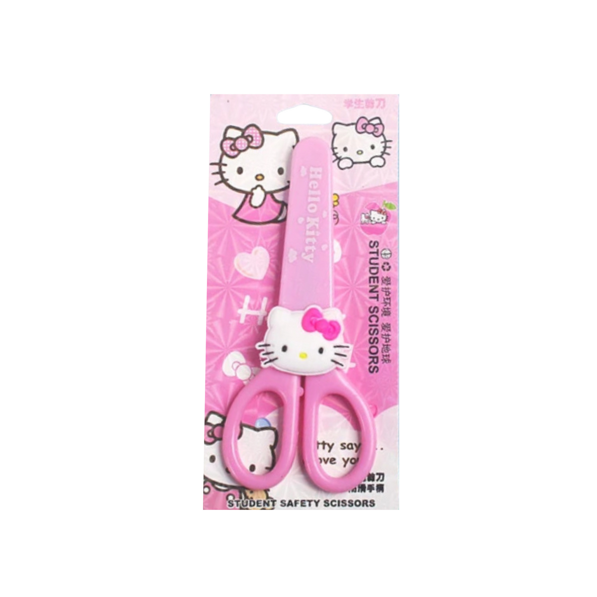 Tijeras Kawaii Punta Roma Redonda Con Funda Protectora Color Rosado