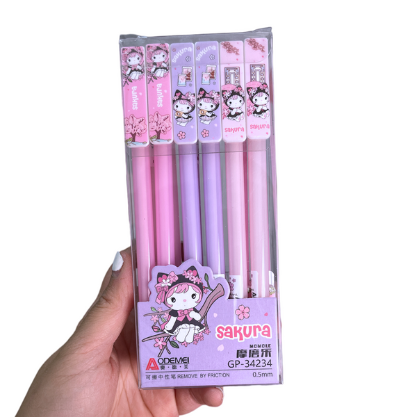 Pack 12 Lápices Tinta Gel 100% Borrable Diseño Kawaii