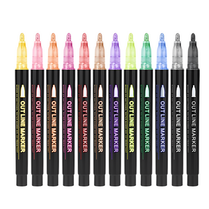 Set 12 Plumones Lettering Contorno Metalizado Outline