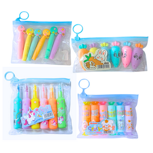 Pack 4 Set Destacadores Diseños Surtidos Papelería Kawaii