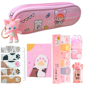 Kit Escolar Artículos Kawaii Gatito