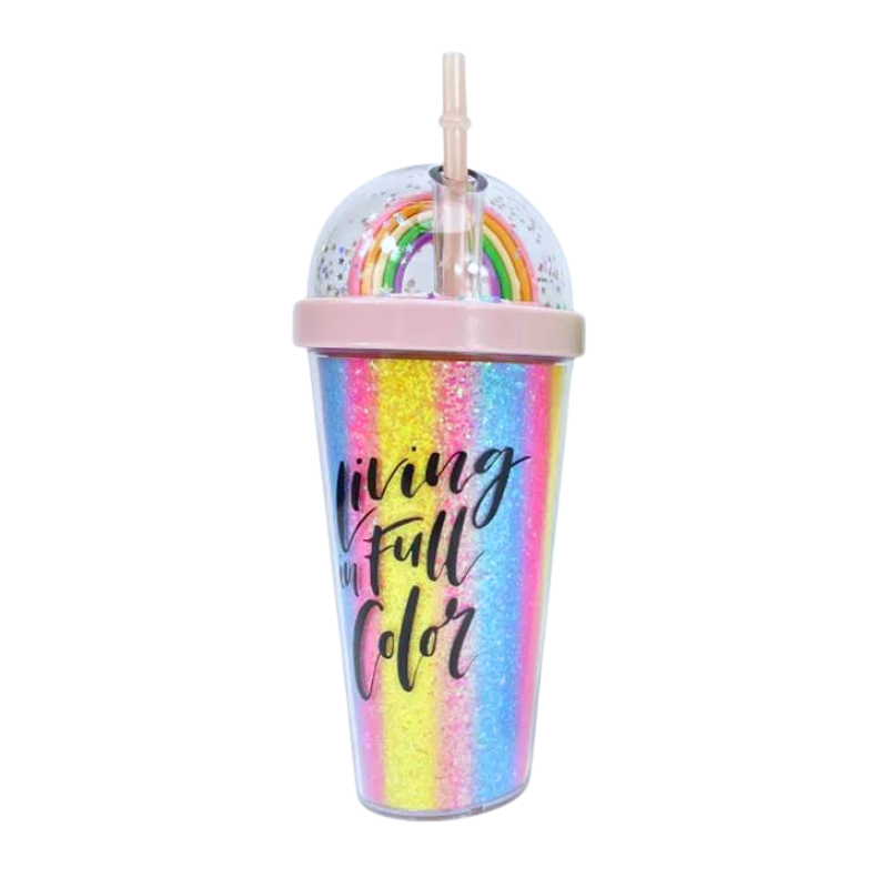 Vaso De Verano Con Bombilla Doble Acrílico Diseño Kawaii