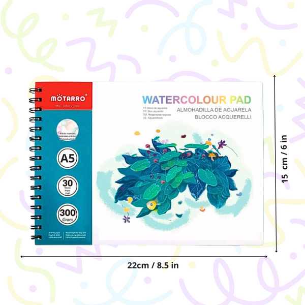 Block Para Acuarela Anillado A5 Croquera 300gsm 30 Hojas
