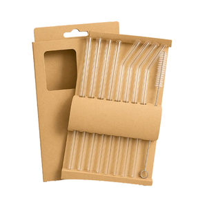 Bombillas De Vidrio Trasparente Set 6 Pajillas + 1 Cepillo