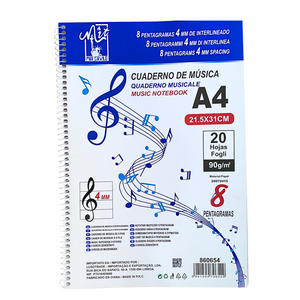 Cuaderno De Música A4 Block De 20 Hojas