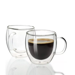 Set De 2 Tazas De Vidrio Doble Cubierta 80 Ml Mug