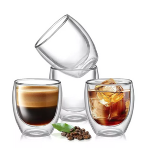 Set De 2 Tazas De Vidrio Doble Cubierta 80 Ml Mug