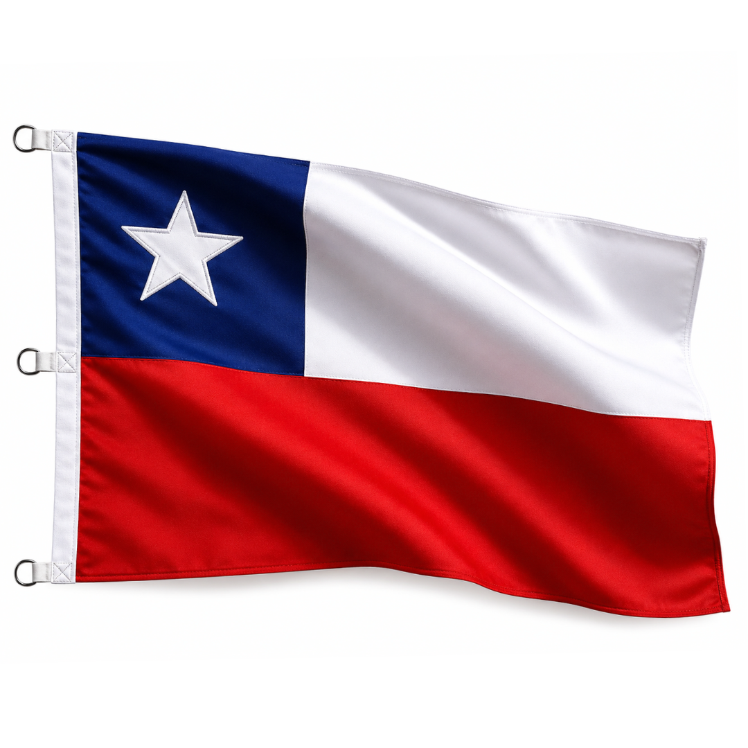 Bandera Chilena 180x120 Cm Estrella Bordada Fiestas Patrias