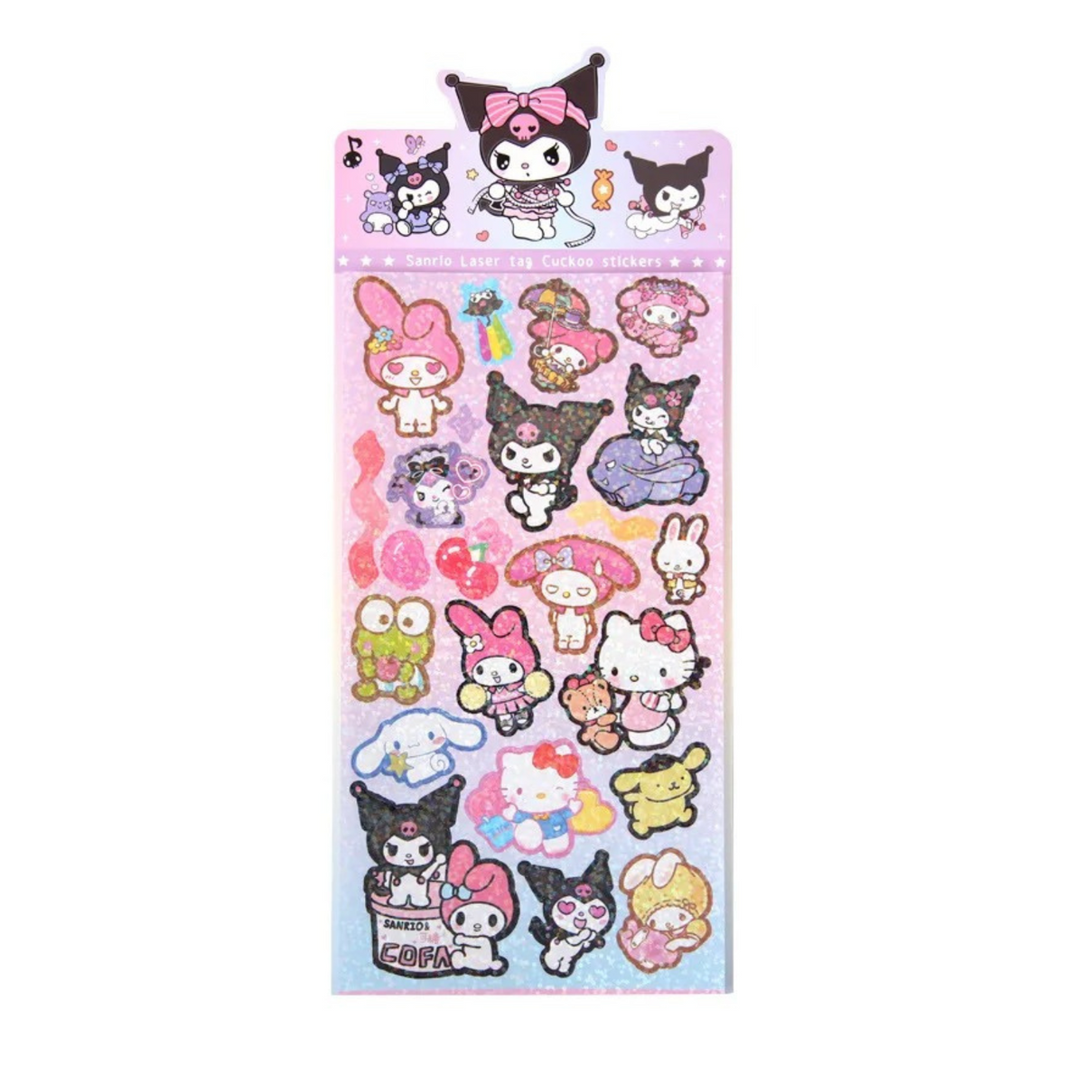 Set de Stickers Kawaii de Kuromi Holográfico Con Brillos