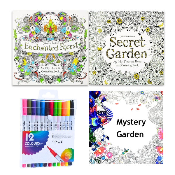 Set Mándalas 96 Dibujo + 12 Lápices Punta Pincel/tiralínea