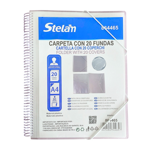 Carpeta Archivadora A4 Con 20 Fundas Y 1 Sobre Transparente