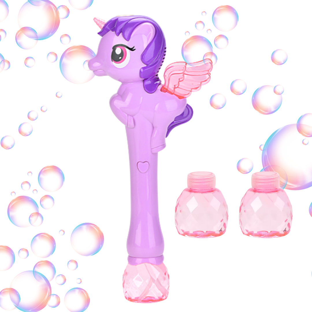Pistola Lanza Burbujas Unicornio Luz Y Sonido A Pila