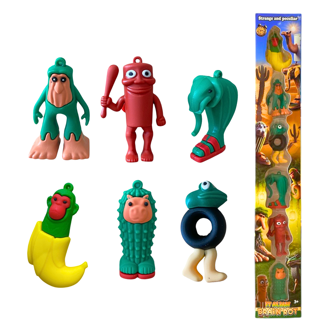 Set 12 Figuras Italian Brainrot Coleccionables - Tung Tung Tung Sahur, Tralalero Tralala, Tiburón Mono, Memes Italianos 3D