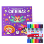 Libro Mándala Catrinas + 12 Plumones Doble Punta Fina/gruesa