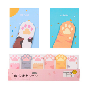 Notas Adhesivas de Patita de Gato Kawaii Set de 3
